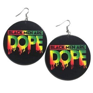 BLACK MEN Are DOPE Statement Dangle Wood Earrings